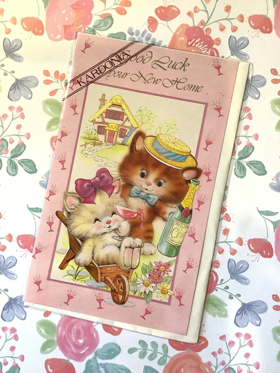 Rare Vintage/Retro Circa 1970S "Good Luck in Your New Home' Card With Cute Cat