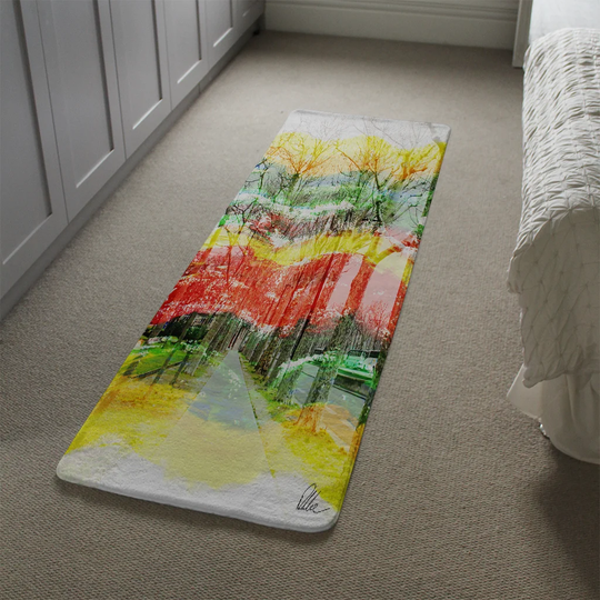 Kerkhoven Vanishing Point Designer Shaggy Red/Yellow/Green Rug