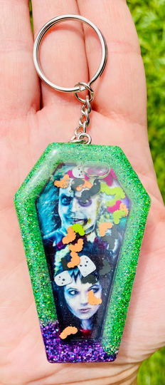Ghost With The Most Coffin Shaker Keychain, Halloween Keychain, Shaker Keychain, Beetle