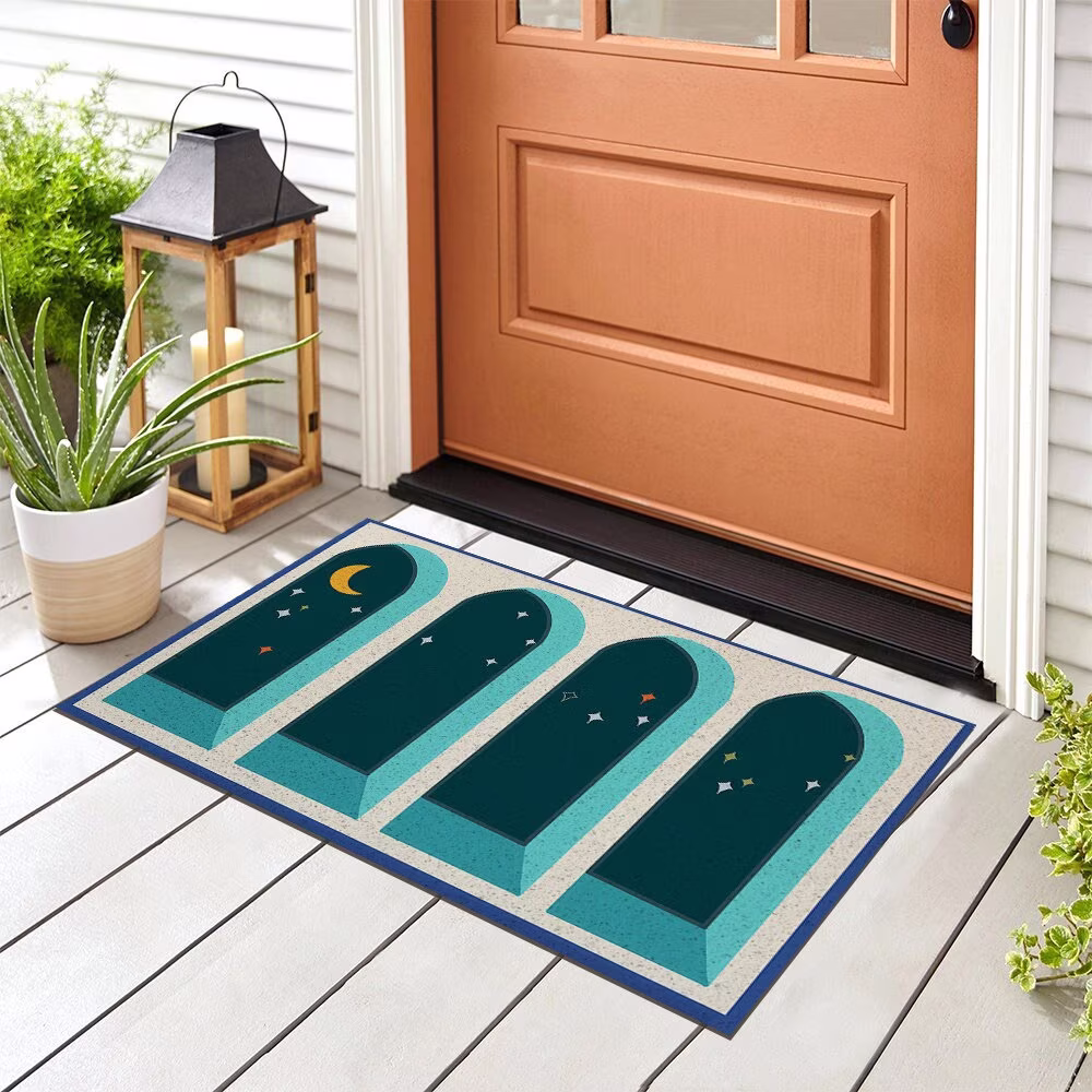 Night Window Entrance Door Mat, Moon Star Sky Patio Doormat, Anti Skid PVC Coil Mats, Mat For Home, Washable Entryway Doormat