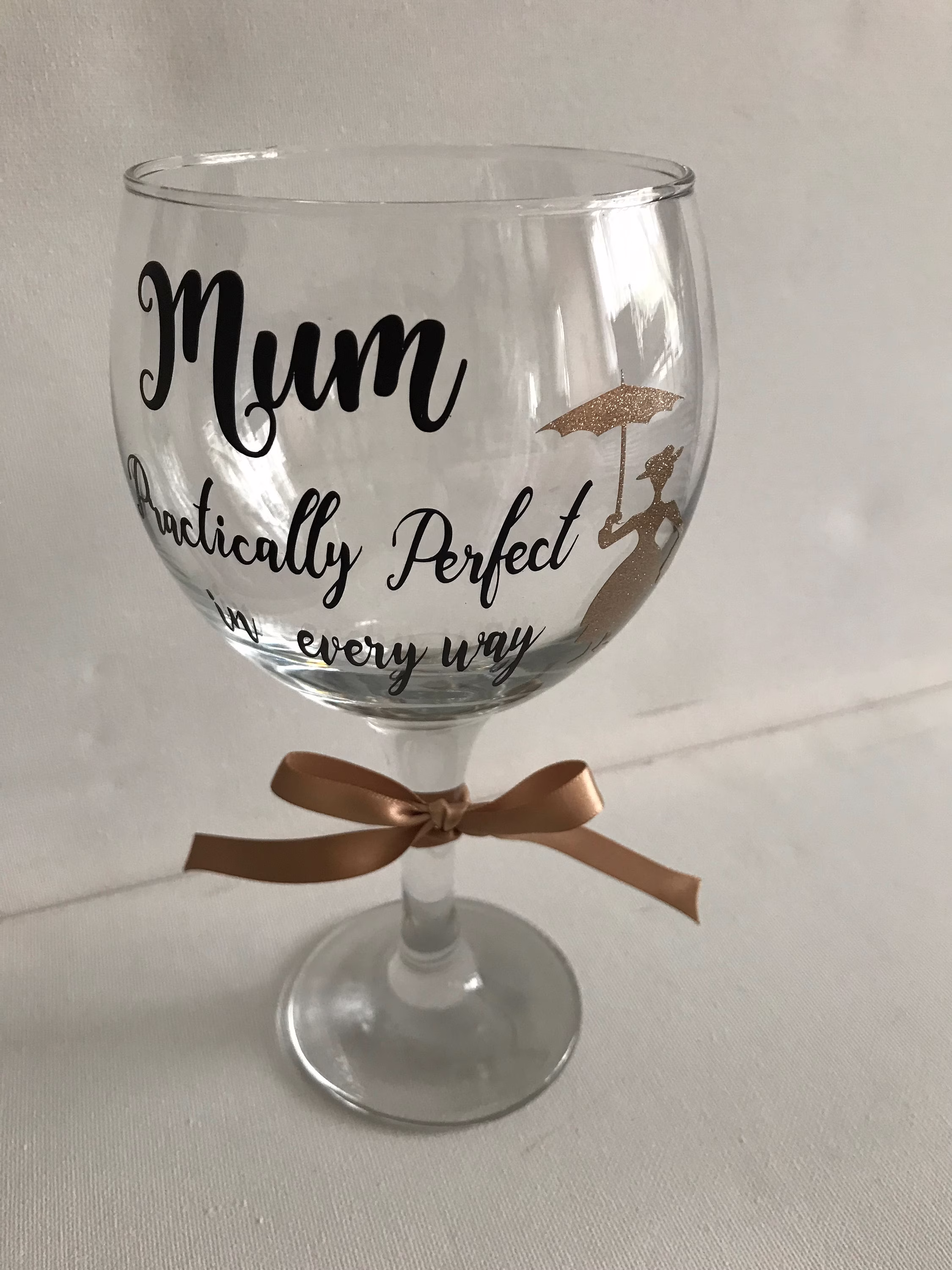 Novelty Gin Glass, Christmas Glass Gift, Personalised Mary P Silhouette Practically Perfect in Every Way