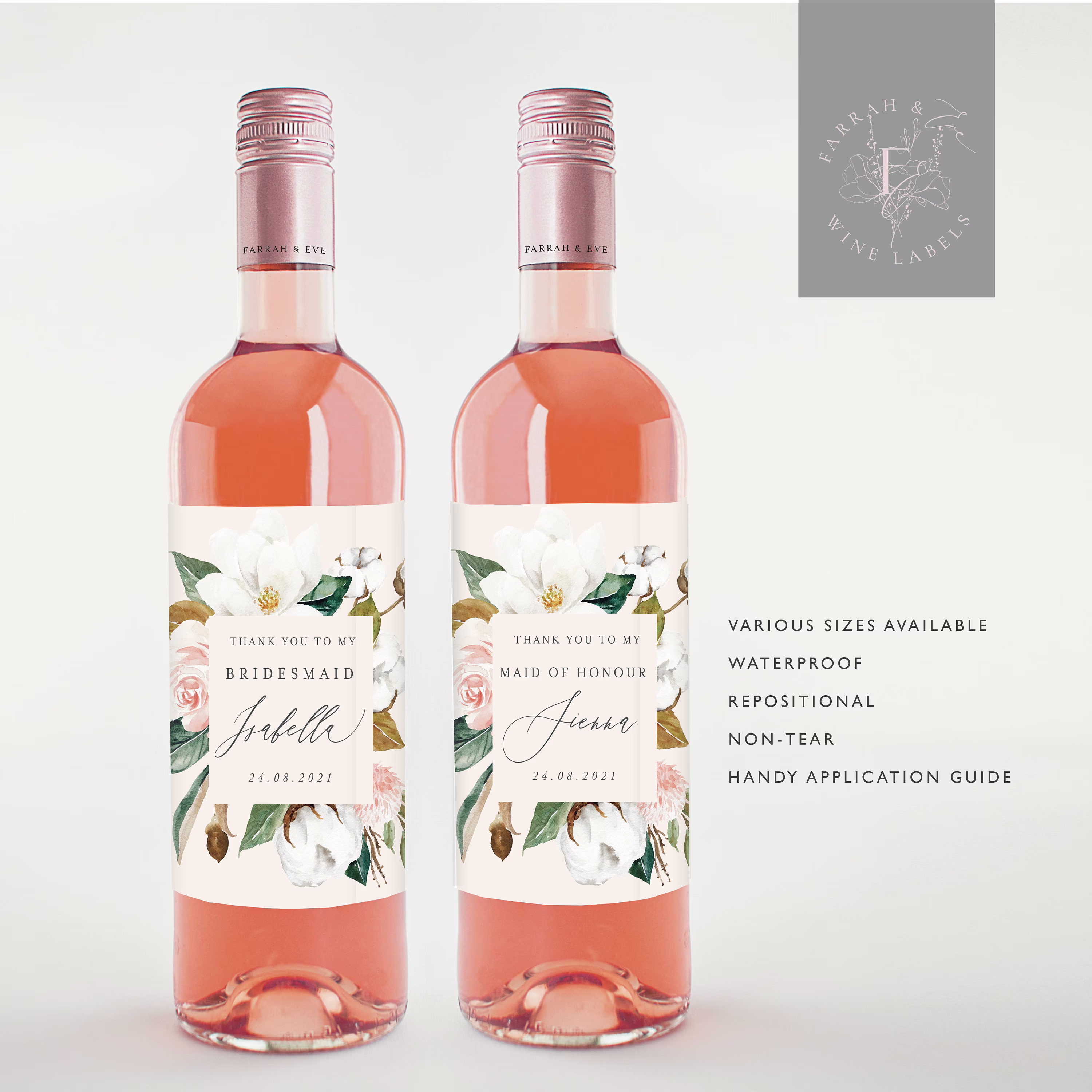 Will You Be My Bridesmaid Wine Labels | Thank Bottle Gift Labels|Bridesmaid Proposal Custom Fewl03B