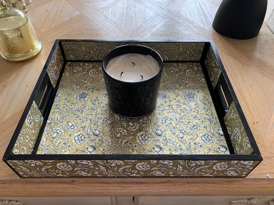 Finesse Xl Decoupaged Wooden Serving Tray, Coffee Table Ottomans Footstool Special Drinks Tray & Dressing