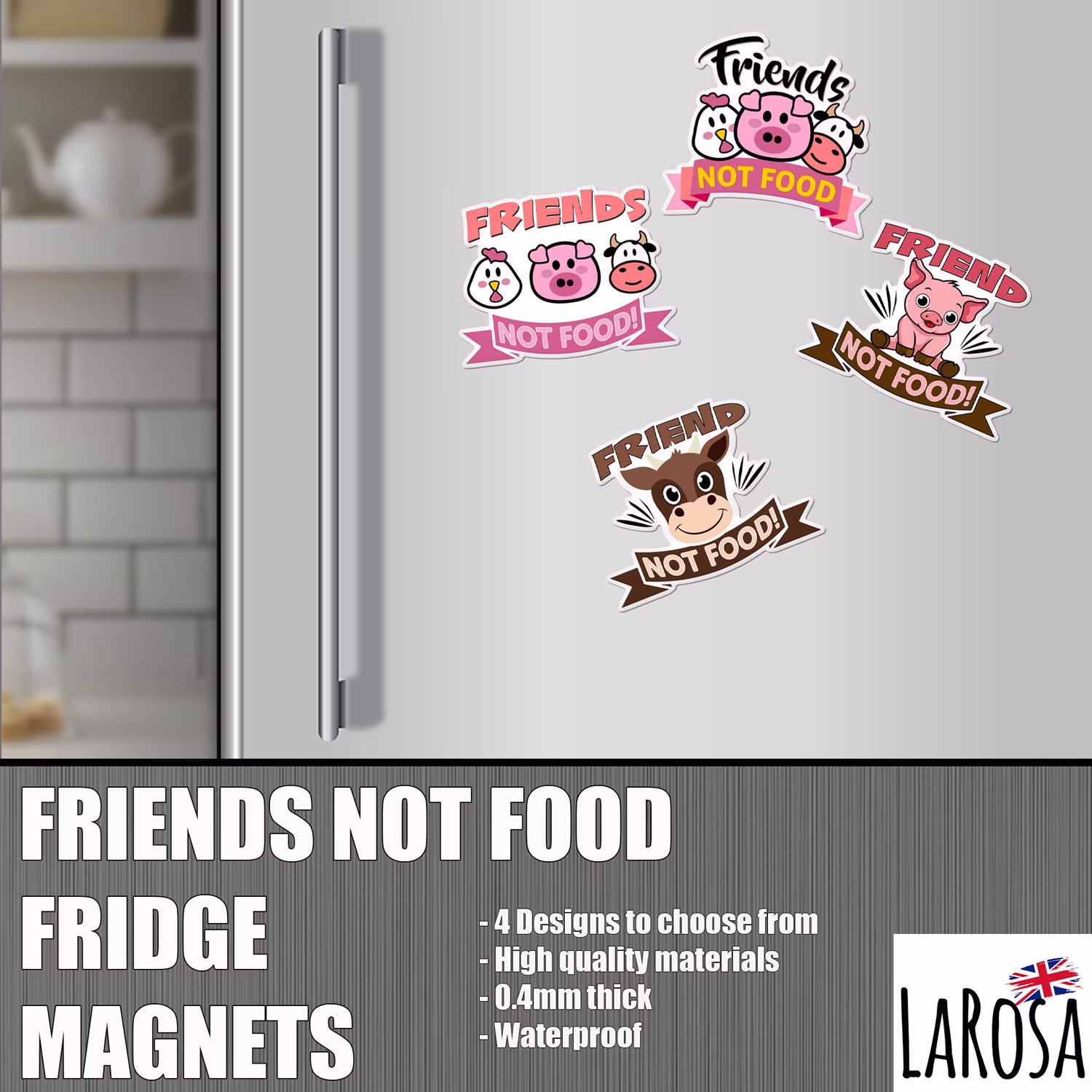 Friends Not Food Fridge Magnets | Vegan Vegetarian