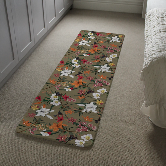 Kincade Selection of Flowers Designer Shaggy Green/Orange Rug