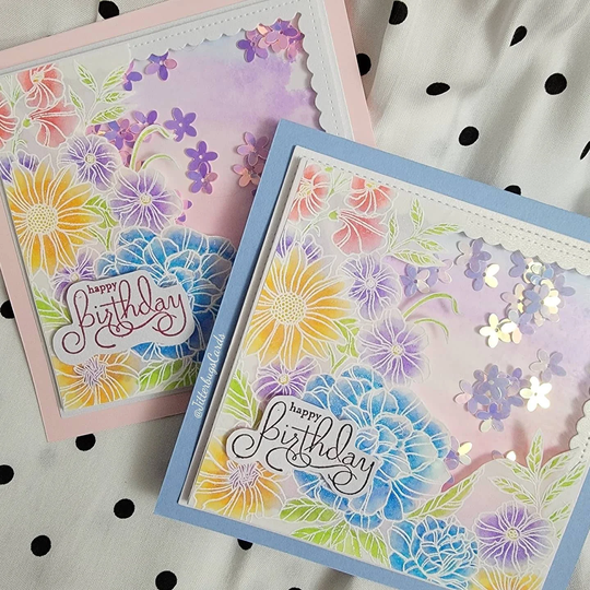 Birthday Flowers Card | Shaker Card