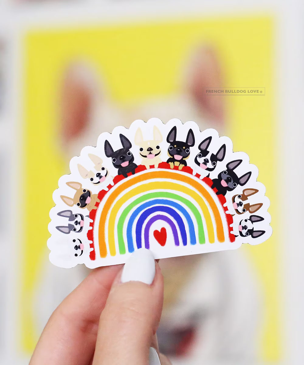 Frenchie Rainbow Magnet, Pride French Bulldog Magnets, Fridge Love, Dogs
