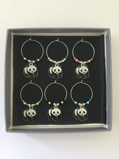 Panda Wine Glass Charm Set/Animal Table Decor Hostess Gift Panda Lover