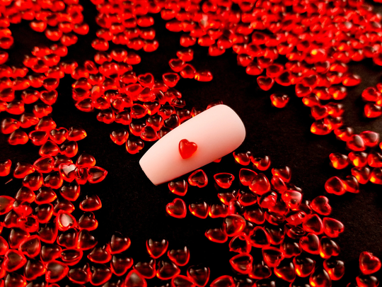 4mm Red Translucent Jelly Heart Flatback Resin Cabochon, Shaker Mold Embellishment Bits, Kawaii Nail Hearts, Tiny Hearts