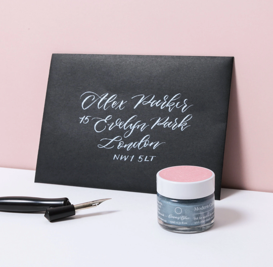 Ocean Blue Calligraphy Ink | Shimmery Handmade Modern Dip Pen Copperplate