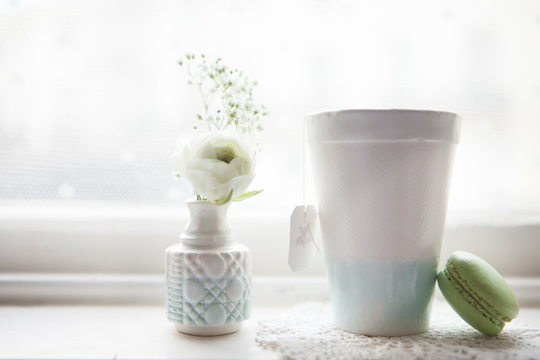 White Tea Cup Or Coffee Cup. A Translucent White Modern Glaze Picks Up The Texture Of A Take Away Use As Drinking Glass Wine