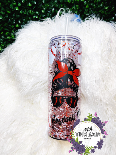 Baseball Mom - Snow Globe Glitter - 24 Oz Tumbler