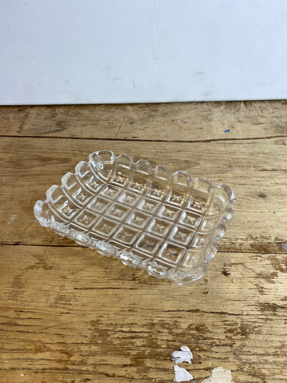 Vintage Clear Rectangular Hobnail Glass Long Dish - Stylish Piece in Good Condition