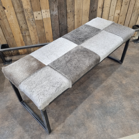 Premium Cowhide Topped Steel Bench/Ottoman - 47