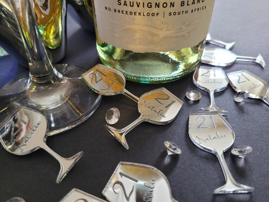 Happy 21st Birthday Confetti/ Gin Silver Mirror Scattered Personalised Table Confetti /Birthday Confetti/Wine Glass Table Confetti