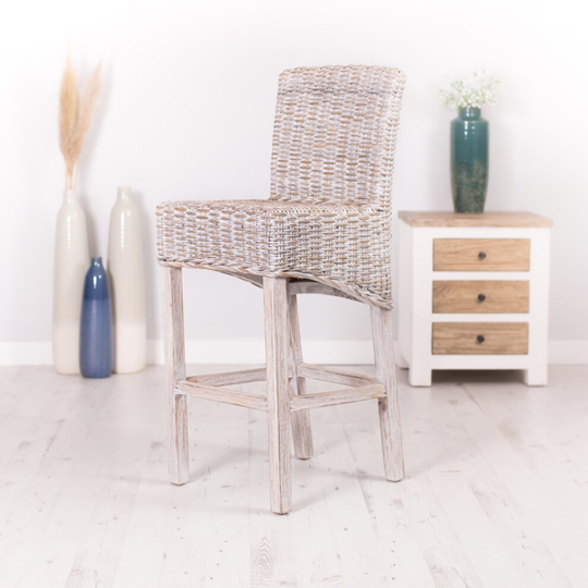 Whitewash Wicker Bar Stool