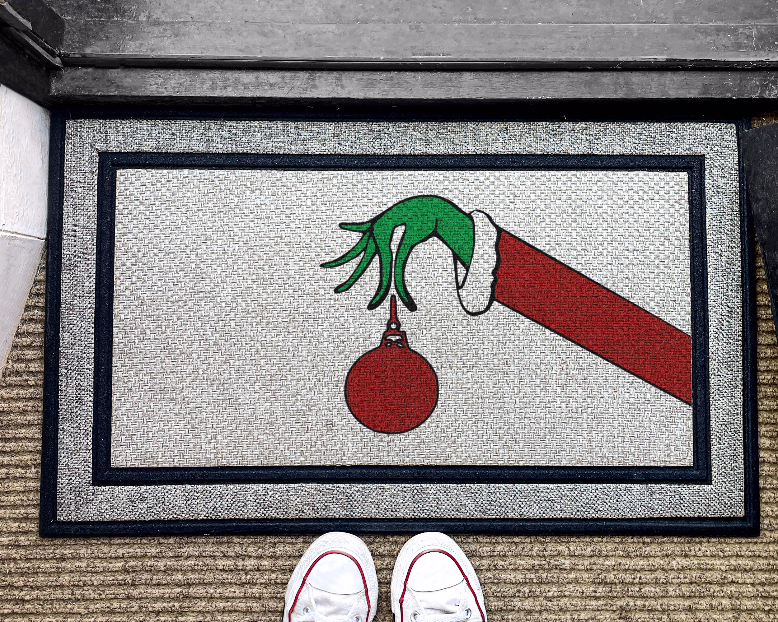 Santa Grinch Doormat - The Outdoor Welcome Rug Christmas Decor Custom Washable Fandom Gift