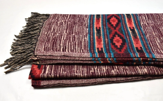 Yak Wool Shawl Code Rysh Large Scarf Reversible Great Quality Travel Wrap Throws Hand-Loomed Blanket Soft & Warm