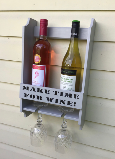 Handcrafted Wooden Wine Bottle & Glass Holder, Wine Gift, Alcohol Gift, Wine Gift, Wall Mounted Lovers, Wine Holder, Wood