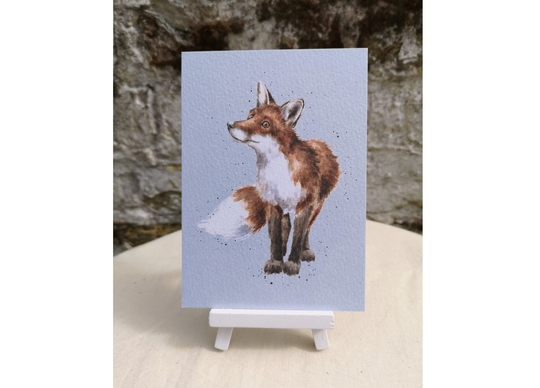 Wrendale Fox Postcard, "Bright Eyed & Bushy Tailed