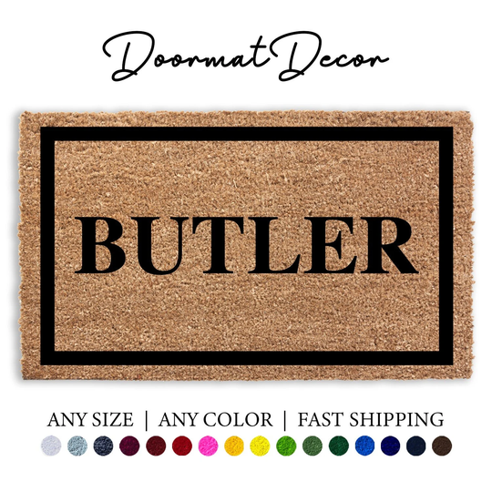 Personalized Name Border Doormat, Flocked Coir Door Mat, Welcome Engagement Wedding Gift, Realtor Client Outdoor Rug, Double