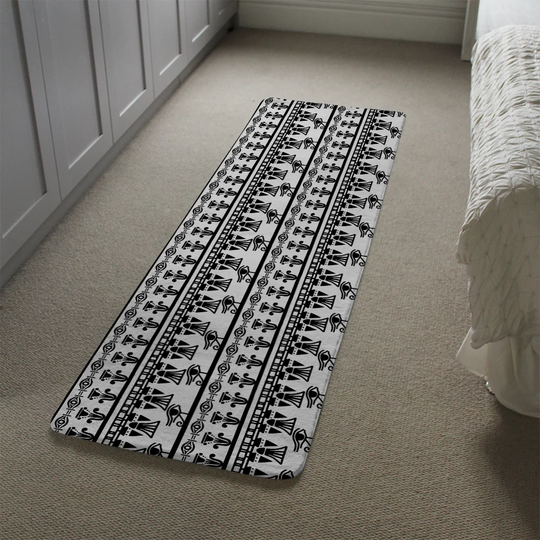 Lightfoot Egyptian Eye of Horus Heiroglyphs Designer Shaggy White/Black Rug