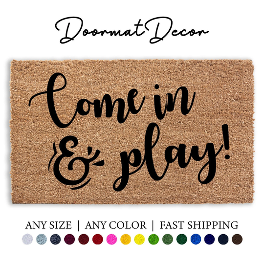 Come in & Play Doormat, Kids Room Game Home Decor, Dollhouse Doll Dog House Door Rug, Outdoor Welcome Mat, Entryway Decor Gift