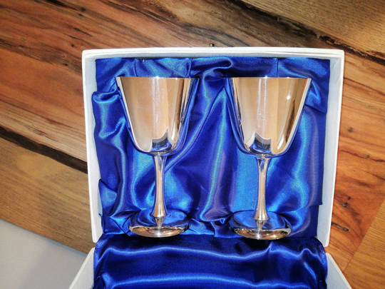 Morton Parker Silver Wine Goblets, Marlboro Cased Vintage Wedding Reception, Special Occasion Ep Copper
