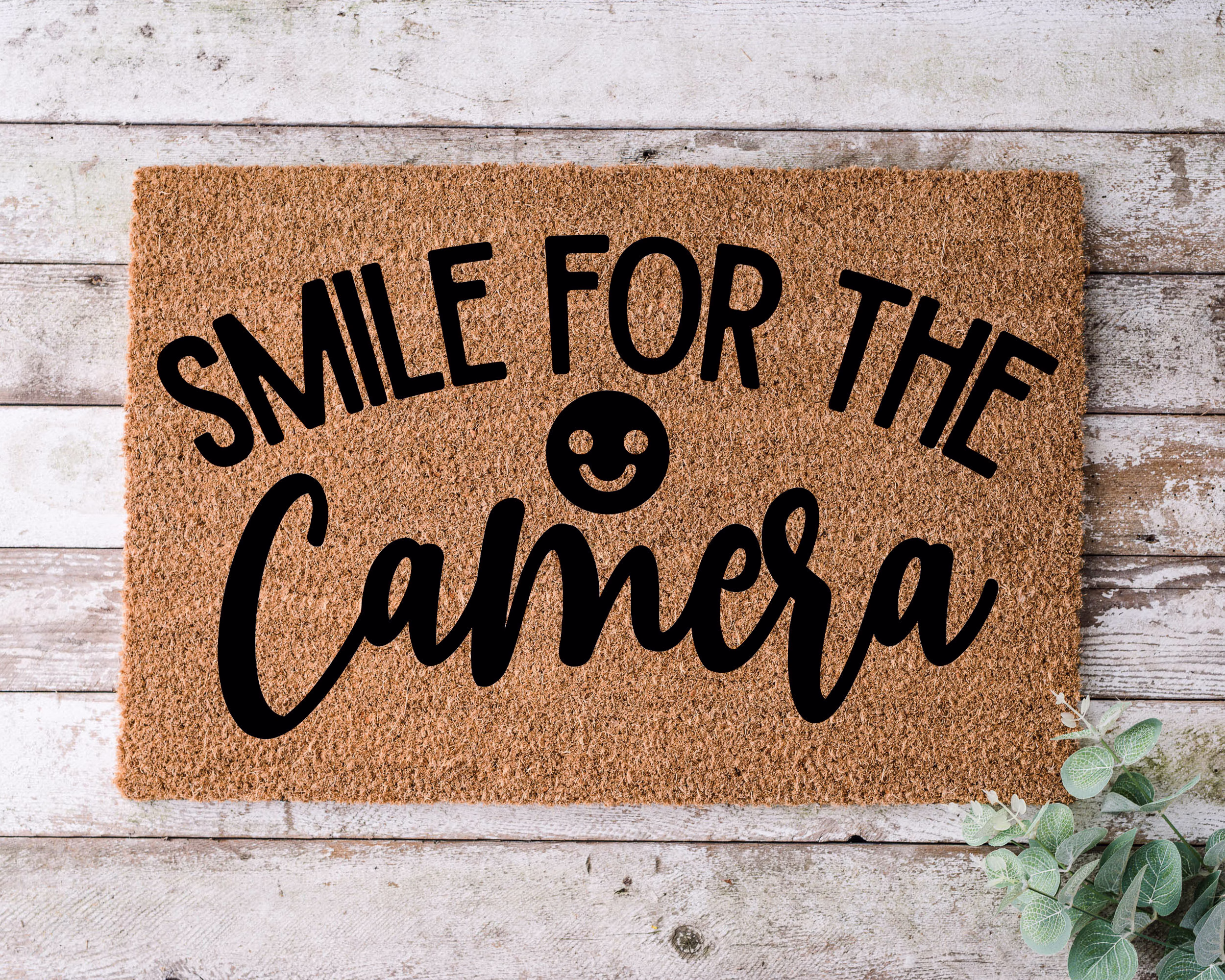 Smile For The Camera, Door Mat, Funny Doormat, Wedding Gift, Housewarming Gift, Home Welcome Closing Gift - 1151