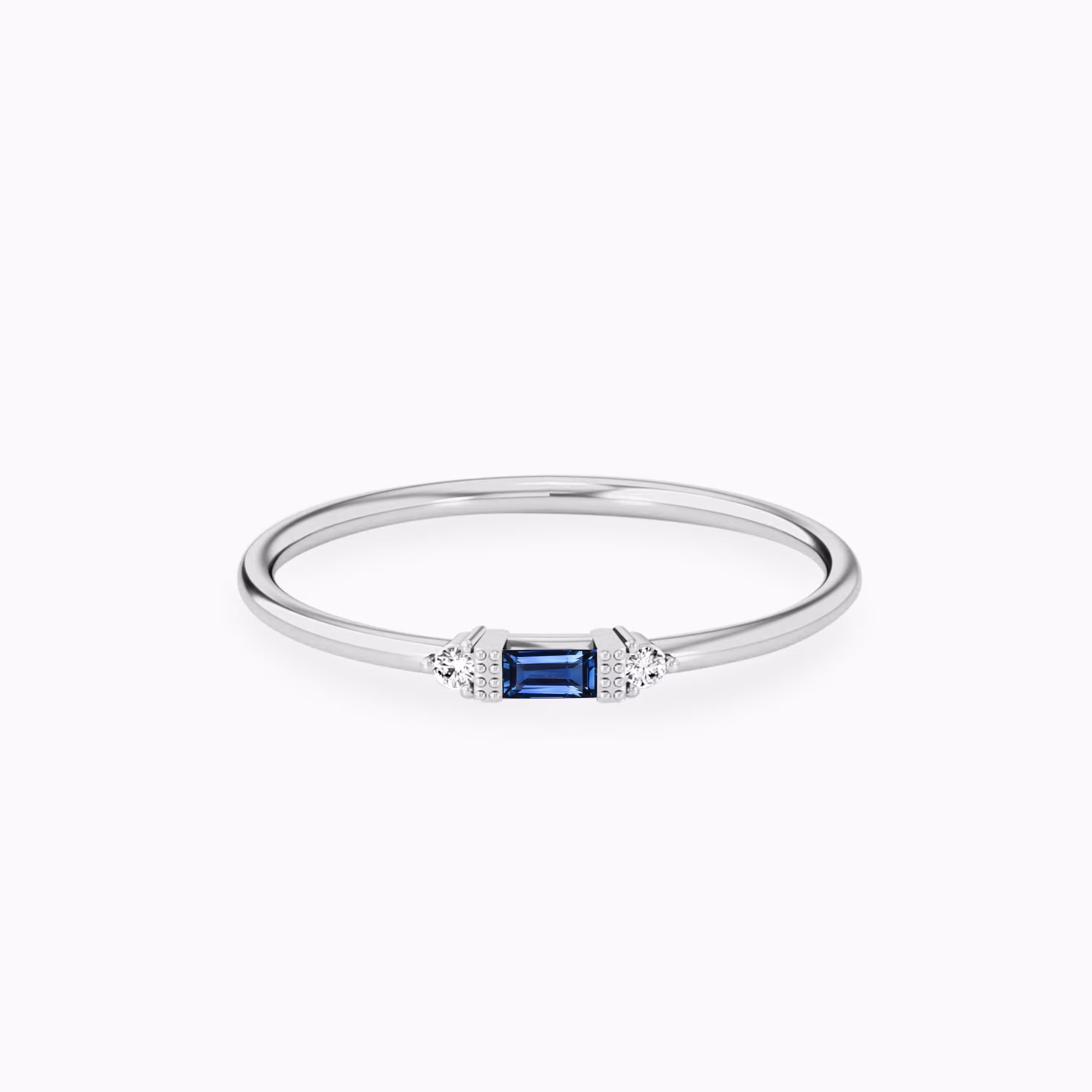 Sapphire Diamond Ring, 14K 18K Solid Gold Dainty Blue Ring