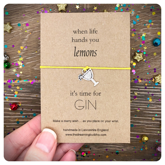 When Life Hands You Lemons Wish Bracelet, Gin Gift, Positivity Lover Feel Better Card