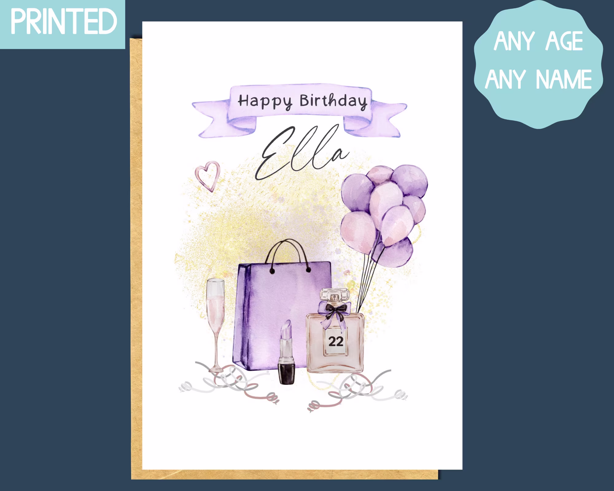 22nd Birthday Card, Happy Fashion Girl Card For Daughter in Law, Friend Female