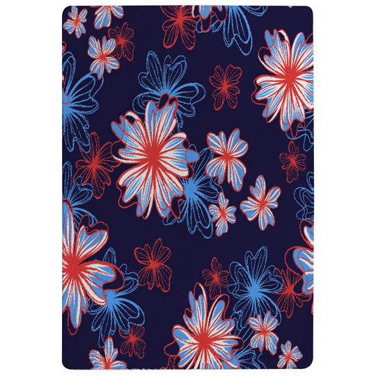 Perez Flower Print Shaggy Blue/Red Rug