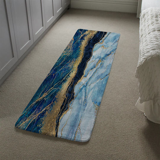 Madson Stone Texture Designer Shaggy Navy/Blue/Gold Rug
