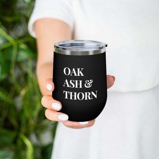 Fairy Triad Wine Tumbler Celtic Oak Ash & Thorn Gift Mythology Lover Druid 12Oz Insulated