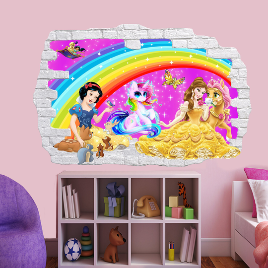 Cartoons Princesses Rainbow Pony Wall Sticker Art Poster Mural Transfer Decal Print Room Home Nursery Office Shop Decor Id475