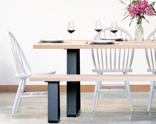 Busgrove Indoor Oak & Steel Dining Table