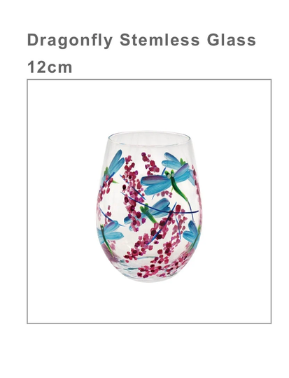 Floral Gin Glass , Dragon Flies & Flowers Gift |Dragon Fly | Hand Painted