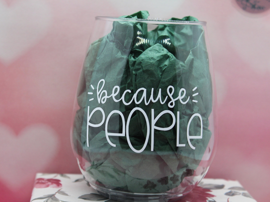 Because People Stemless Wine Glass, Unbreakable 18 Oz Crystal Clear Plastic Glasses