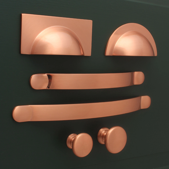 Monmouth Cabinet Handles & Knobs Brushed Copper Style Kitchen Cupboard Drawer Shaker Minimal Cup Pulls Bow D | Quality Made