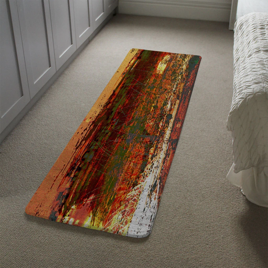 Knighton Branches Designer Shaggy Orange/Green/Black Rug
