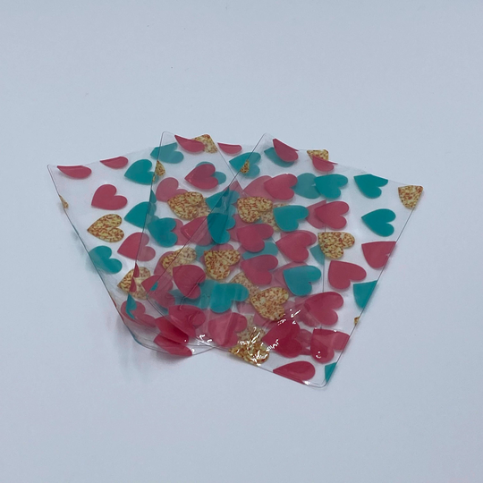 Pink, Teal, Gold Heart Bow Sleeve, Hair Bow, PVC Shaker 10cm X 15cm | 4In 6In, Supplies, Diy Bows
