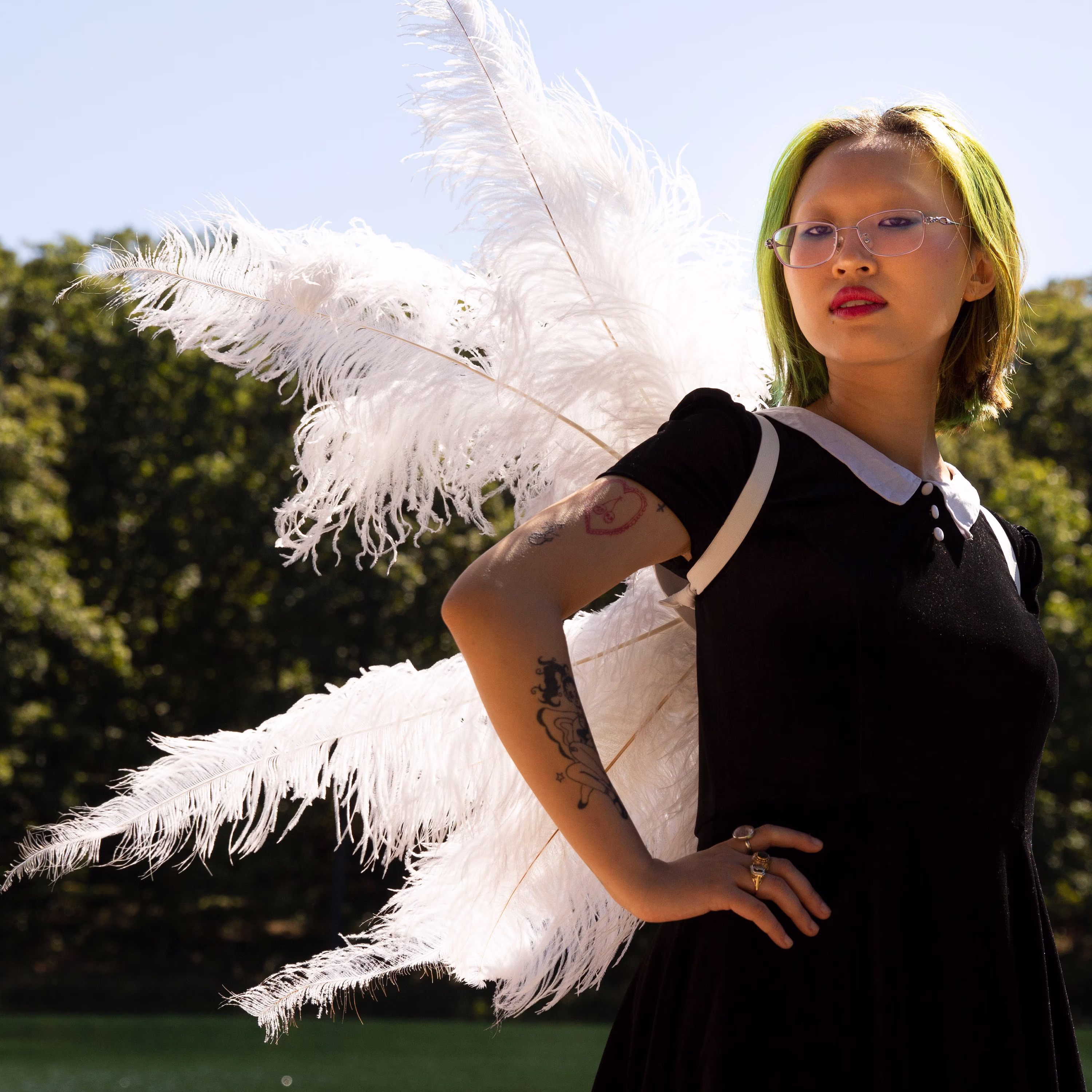 Large Upcycled Ostrich Feather Costume Wings Made With 2nd Quality Feathers, Fantasy Zucker® Original Designs