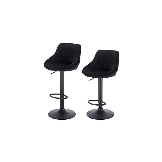 eSituro Bar Stools Set of 2 Black Breakfast Bar Stools for Kitchen Counter Swivel Adjustable Height Velvet Dinning Stools for Island with Backres