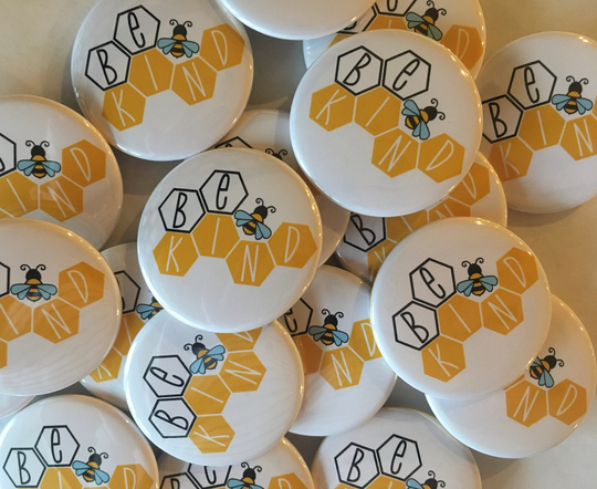 Be Kind Bee Themed | 20 Pack Party Favor Buttons 1" Or 1.25 1.5