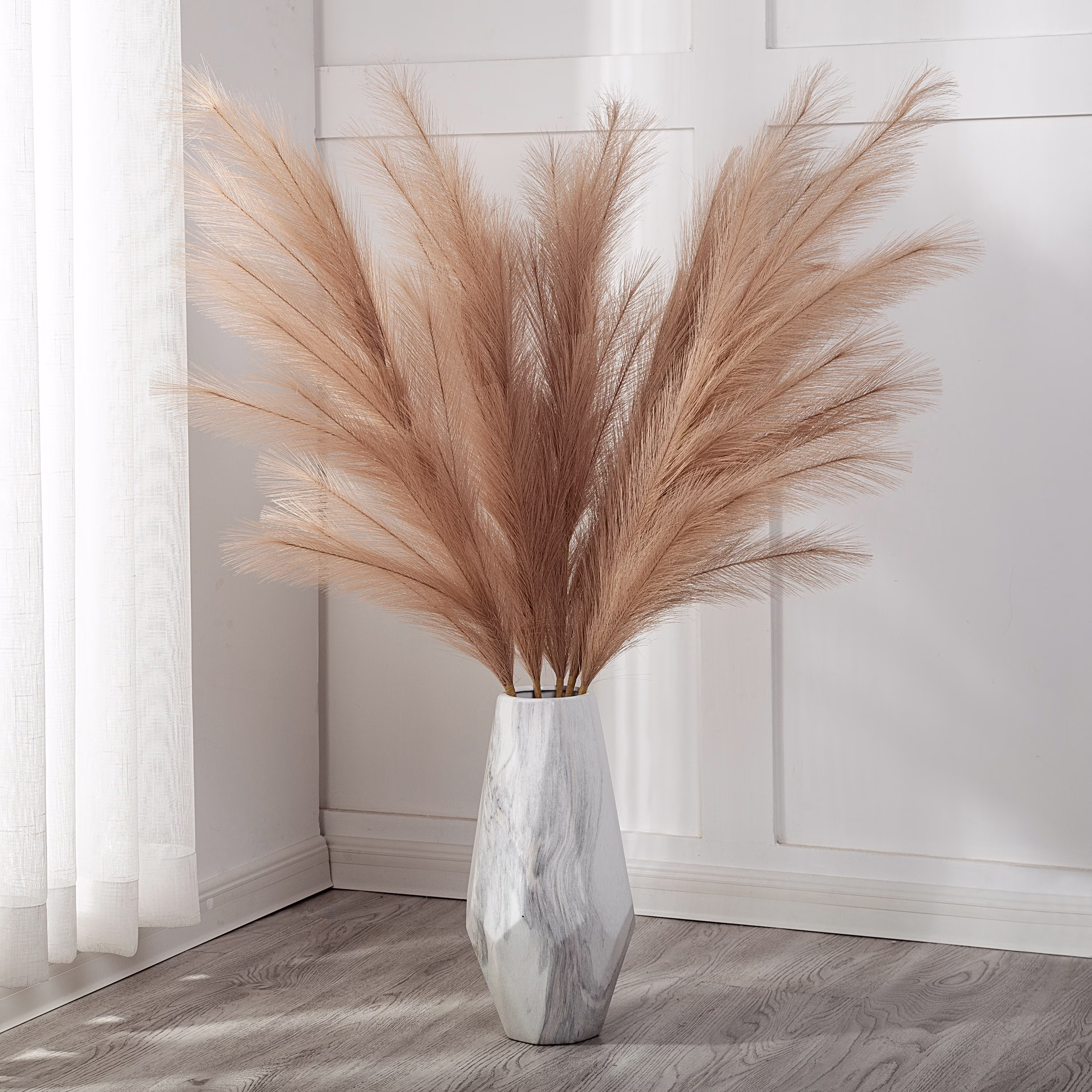 Pampas Grass | Faux Artifical Feather Plume Large 120cm Various Colours Beige White Cream Black Grey Pink