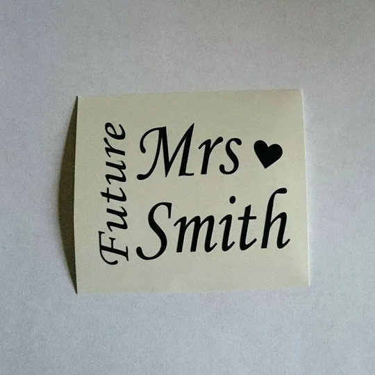 Vinyl Transfer Decal For Glasses Personalised Wedding Glass - Future Mrs | Name X 2