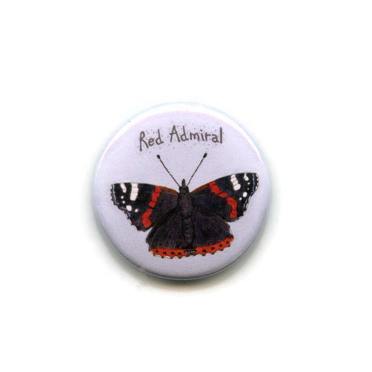 Red Admiral Butterfly Fridge Magnet, 38mm Round Button British Butterflies, Insect, Bug