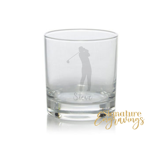 Personalised Male Golf Player Engraved Whisky Glass, Gift, Lover