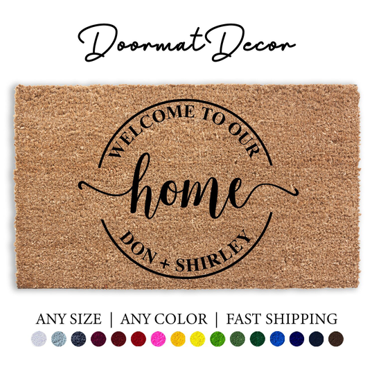 Personalized Name Doormat, Flocked Coir Door Mat, Welcome Engagement Wedding Gift, Realtor Client Outdoor Rug, Double